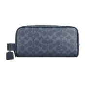 COACH C字LOGO滿版印花PVC拉鍊化妝包(丹寧藍)