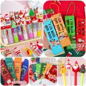 (店+)『聖誕節小禮物 禮品 文具』文具組 鉛筆 多色原子筆 圓珠筆 分享禮 4色筆 筆記本 小本本 文具禮盒 禮物 賣場1