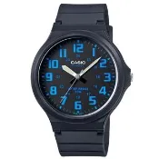 【CASIO 卡西歐】卡西歐大錶徑簡約石英錶-黑 X 藍(MW-240-2B 公司貨全配盒裝)
