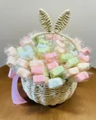 【晴天禮坊】50d枝五彩棉花糖小提籃(囍米 婚禮小物 婚禮禮品 結婚禮物 花童 二次進場 送客 小喜米