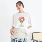 earth music&ecology 涼感印花標語圖案長版短袖T恤(01001609600)