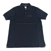 PAUL SMITH刺繡陰影簽名LOGO棉質2釦設計短袖POLO衫(男款/海軍藍)