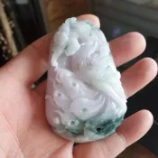 逸品軒~天然緬甸玉A貨-R2185-紫羅蘭帶飄花鳳凰墜子 長76.2mm寬49.5mm厚14.4mm 顏色漂亮，紫羅蘭底