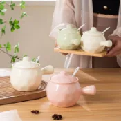 台灣出貨#陶瓷調味罐帶把耐高溫油潑辣子傢用廚房豬油罐辣椒油罐子鹽糖佐罐