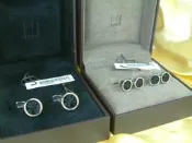 【全新真品】百年名牌登喜路 Dunhill 925純銀手工製造經典法式蕾絲玫瑰禮服扣袖扣組
