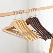 【KARY】20入葡萄牙風高級服飾店用新一代升級版加大原木防滑有桿衣架