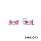 【Pandora】粉色璀璨小蝴蝶結耳環 官方直營