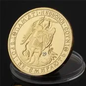 現貨✨【小可熱銷】外幣烏克蘭紀念幣屠龍騎士硬幣金色的三叉戟國徽紀念