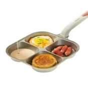 (店+)多孔煎蛋鍋 四格煎蛋鍋 四孔不沾鍋 煎蛋模具 薄餅煎鍋蛋餃鍋 漢堡鍋 煎蛋平底鍋 牛排鍋（四格分區/防燙把手/智能感溫）