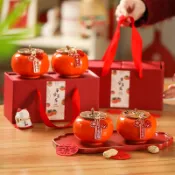 🔥臺灣出貨🔥柿柿如意柿子擺件 陶瓷禮盒 喬遷禮物 結婚禮物 客廳佈置 春節喬遷裝飾用品 送新人結婚禮物套裝 入厝新居禮物