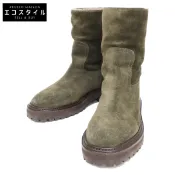 【DOKODEMO】Jimmy Choo YARI 平底絨面革短靴，帶羊毛襯裡，38 碼 [二手]