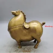 『開心樂購』古董 古錢 硬幣收藏 銅器收藏黃銅唐馬擺件現代新中式生肖馬家居玄關桌靣裝飾品送禮品
