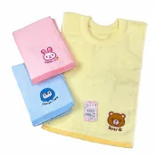 (店+)台灣製 織物の優 可愛動物刺繡毛巾圍兜 大頭款 || 純棉剪絨彈性套頭兒童寶寶餵食學習圍兜口水巾