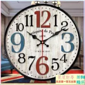 靜音設計美式掛鐘地中海風格掛鐘造型掛鐘藝術掛鐘壁鐘牆上掛鐘客廳時鐘理髮店鐘錶美髮店個性鐘錶靜音掛鐘
