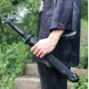 [龍泉劍莊]刀劍復古擺設練習 錳鋼鍛打 中式一體中長唐橫刀陌刀未開刃
