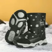 (店+)保暖靴兒童棉靴毛毛雪靴童鞋兒童雪鞋兒童雪地靴棉鞋防寒靴可愛橡膠底防水防潑水厚底短筒魔鬼氈幼童冬季穿搭中童下雪穿搭
