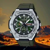 【CASIO 卡西歐】運動風三眼計時手錶-墨綠 學生錶 送禮 禮物 推薦(MWA-300H-3AV)