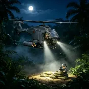全球選品1館 生活百貨 AH-6i武裝直升機相容小顆粒積木擺件益智拼裝插玩具親子互動