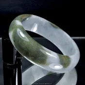 珍珠林~大寬板紫羅蘭帶瑭璜三彩圓玉鐲~A貨緬甸糯米種(內徑54mm,手圍18號) #010