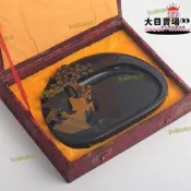 【今日下殺】比優米迎客松原石歙硯 6寸硯臺四大名硯臺 書法用品歙硯 一件