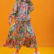 萬花筒圖案超大裙擺半截裙