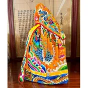 橘色平繡龍袍+奉帽/媽祖/天上聖母/地母娘娘/瑤池金母/九天玄女/王爺/五府千歲/神明衣/神明帽