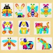 全球選品1館 生活百貨 木製啟蒙數字立體動物拼圖早教益智玩具幼兒手抓板男女孩拼板