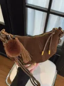 喜挖2店 復古高級感牛角包磨砂皮餃子包小眾設計時尚百搭單肩斜後背包潮