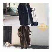 現貨十月特惠🔺天晴日☀️款韓款 秋冬 大尺碼 不修邊 毛呢 斗篷 風衣 排釦 立領 女 軍外套 大衣 外套 寬鬆 顯瘦