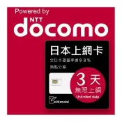 【citimobi】DOCOMO日本上網卡 - 3天吃到飽(2GB/日高速流量 日本 網卡 網路 上網 sim卡)