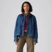 【LEVIS】拼接領短版工作牛仔外套 / 夾克 女生上衣 熱賣單品 006S6-0000