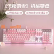 玉城商業企業社 【台灣公司】機械鍵盤粉色有線電競游戲青軸紅軸女生可愛辦公臺式電腦筆記本