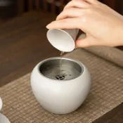 協貿國際日用品生活11館 粗陶建水復古廢水缸家用茶洗盆大容量日式帶蓋水盂杯洗過濾茶渣桶