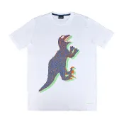 【HOTAI購】【PAUL SMITH】 DINO 簽字LOGO多彩恐龍圖案棉質短袖T恤(男款/白x藍綠)