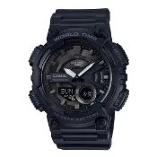 附發票 台灣卡西歐公司貨【時間光廊】CASIO 卡西歐 灰黑 3組鬧鈴 世界時間 AEQ-110W-1B