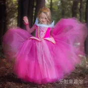 【萬聖節服裝兒童】網紗長袖蓬蓬裙 歐美女童睡美人愛洛公主禮服童裙女童洋裝