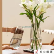 【25高】輕奢高級感透明玻璃花瓶大插花水養玫瑰專用客廳裝飾擺件