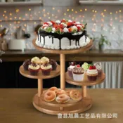 臻選時刻 【原木質感】甜品架 蛋糕架 展示架 木製託盤 多層收納 桌面擺件 下午茶點心架 零食架 婚禮派對裝飾 北歐風