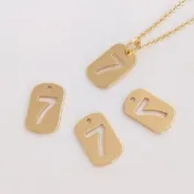 宏雲Hongyun-Ala--14K鍍金保色小lucky7數字牌幸運7吊墜手工diy手鏈項鏈鎖骨鏈掛件