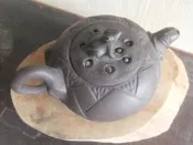 大降價早期名家蔣蓉作品荷花蓮篷壺青蛙鈕三足多孔約250cc
