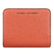 【MARC JACOBS】MARC JACOBS DAILY MINI銀字LOGO簡約風防刮小牛皮4卡扣式短夾(橘x黑)