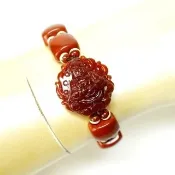 【藏珠家】25mm紅玉髓觀音+阿卡板珠天珠手鍊