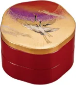 76尚宏 日本製 山中漆器 手工 花重 天祥鶴 花見鶴 手工點心盒（G）(2款)