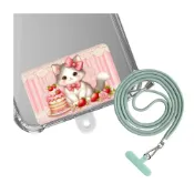 (店+)【TRON】TRON 三星 A70 貓咪草莓蛋糕 四角防摔 軟殼 手機 掛繩 手機殼
