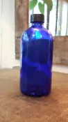 【菁彩手作]500ml 藍色玻璃瓶  太陽能量水  零極限餐