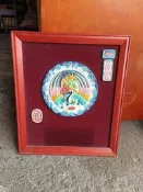 台灣國寶 交趾陶開運裝飾壁飾 吉祥如意 裱框畫 立體畫 蘇貞昌 敬贈 精緻陶瓷藝術品 裝飾畫 壁畫 掛畫 掛飾 圓盤掛件