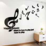 琴房佈置 音樂壁貼 可移除不傷牆 音符貼紙牆貼 黑白牆貼 音符3d亞克力立體墻貼鋼琴音樂敎室裝飾畵藝術學校培訓班墻麵布置