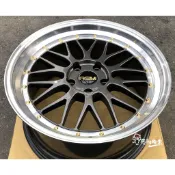 全新 RSM RB02 19吋鋁圈 5孔120 鉑金深灰色+拋光邊+深唇+金色鉚釘 類BB5 LM2 (另有 20吋)
