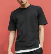 FINDSENSE服飾 FINDSENSE MD 時尚 男 街頭 個性拼接 素面 假兩件 寬鬆 休閒 打底短T 短袖T恤 特色短T