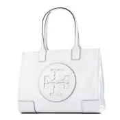 TORY BURCH 專櫃款 ELLA 皮革標尼龍磁吸釦托特包-淡灰藍/小